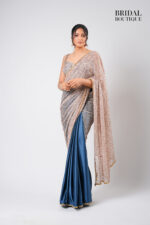 Blue Teal Silk With Crystal Net