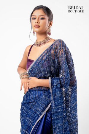 0295 Blue/Purple Two Toned Silk With Crystal Net