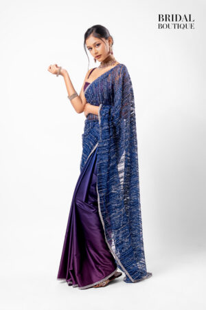 0301 Blue/Purple Two Toned Silk With Crystal Net