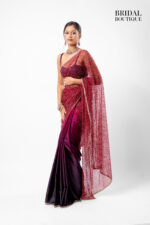 Black/Red Two Toned Silk With Crystal Net