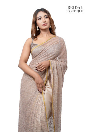 Champagne Gold Silk With Crystal Net