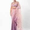 0330 Mauve Two Toned Silk With Crystal Net