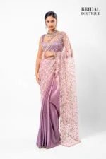 Mauve Two Toned Silk With Crystal Net
