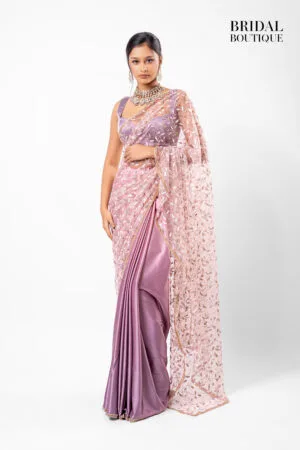 0330 Mauve Two Toned Silk With Crystal Net