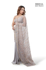 Light Grey Shimmer With Ivory Crystal Net