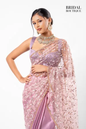 0332 Mauve Two Toned Silk With Crystal Net