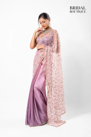 0339 Mauve Two Toned Silk With Crystal Net