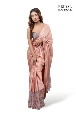 Peach Silk With Crystal Net