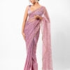 Mauve/Pink Two Toned Silk With Crystal Net