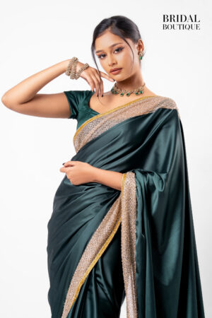 Green Silk With Crystal Net Border