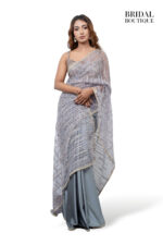 Grey Silk With Crystal Net