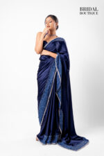 Blue Silk With Crystal Net Border