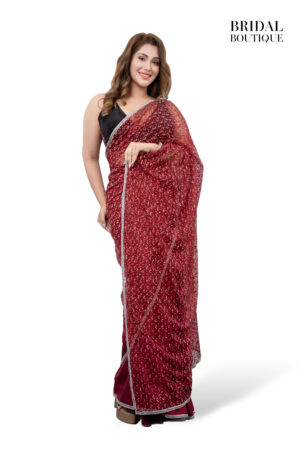 Red Silk With Crystal Net