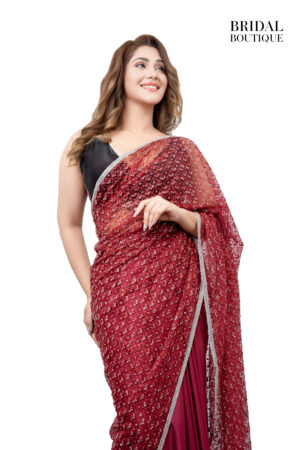 Red Silk With Crystal Net