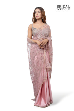 Blush Pink Silk With Crystal Net