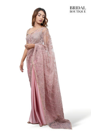 Blush Pink Silk With Crystal Net