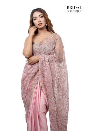 Blush Pink Silk With Crystal Net