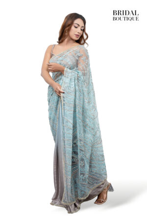 0542 Pale Blue And Silver Shimmer With Crystal Net