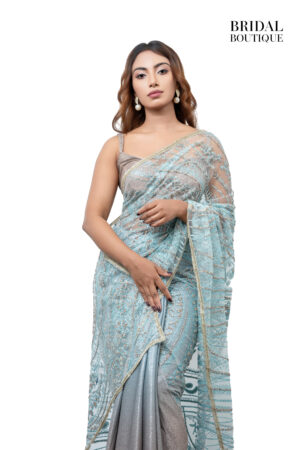 0544 Pale Blue And Silver Shimmer With Crystal Net