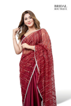 Red Silk With Crystal Net