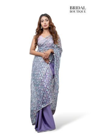 Purple With Floral Glitter Net