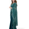 0627 Emerald Green Silk With Crystal Net