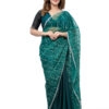 Emerald Green Silk With Crystal Net