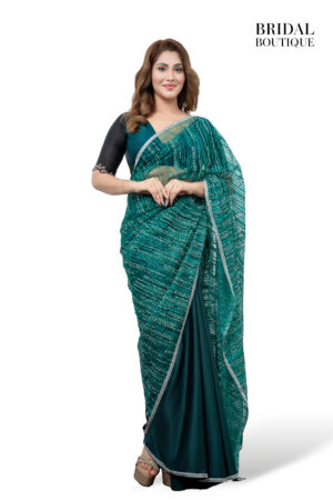 Emerald Green Silk With Crystal Net