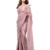 0716 Mauve Pink Silk With Aztec Pearl Net