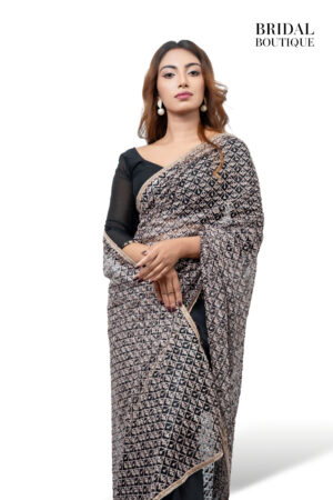 Black Silk With Crystal Net