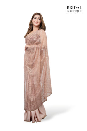 0785 Rose Gold Silk With Pearl Net