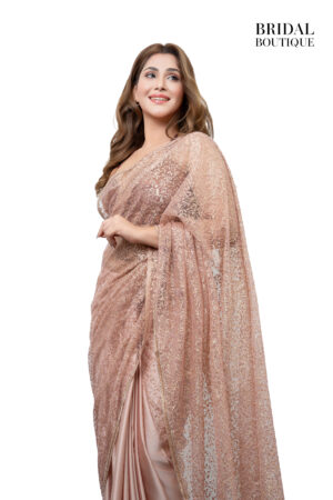 0792 Rose Gold Silk With Pearl Net