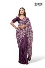 Dark Purple With Floral Glitter Net