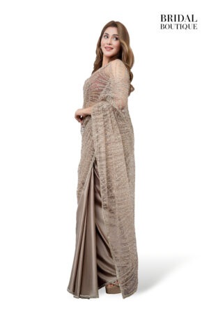 Dusky Gold Silk With Crystal Net