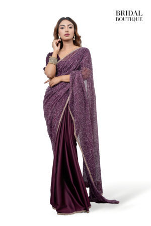 Dark Purple Silk With Crystal Net