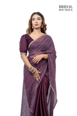 Dark Purple Silk With Crystal Net