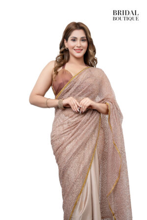 Champagne Gold Silk With Crystal Net