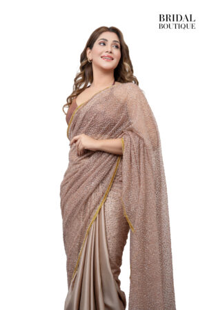 Champagne Gold Silk With Crystal Net