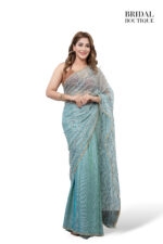 Teal Blue Shimmer With Crystal Net