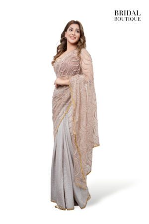 Light Grey Shimmer With Crystal Net