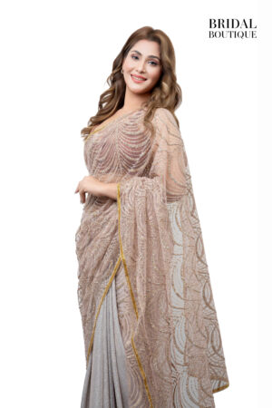 Light Grey Shimmer With Crystal Net