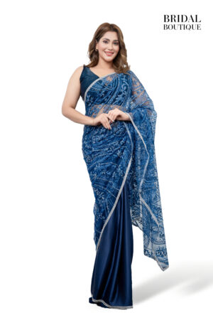 0970 Midnight Blue Silk With Crystal Net