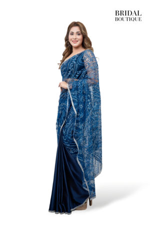 0972 Midnight Blue Silk With Crystal Net