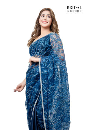 0992 Midnight Blue Silk With Crystal Net