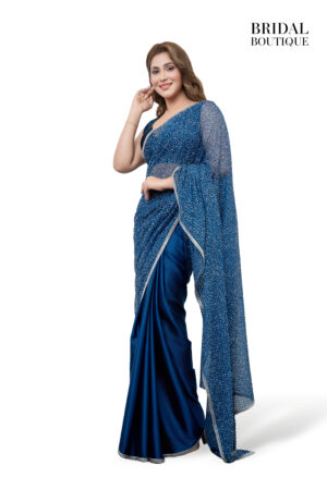 1018 Midnight Blue Silk With Crystal Net