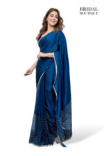 Royal Blue Silk With Crystal Net