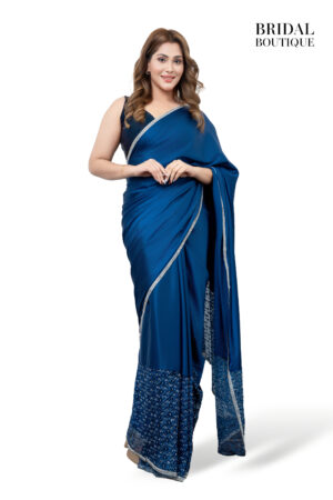 Royal Blue Silk With Crystal Net