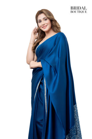 Royal Blue Silk With Crystal Net