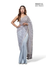 Pastel Blue Silk With Crystal Net