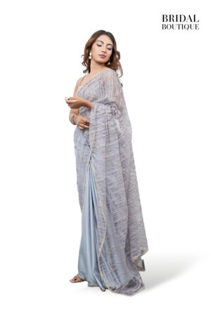 1199 Pastel Blue Silk With Crystal Net